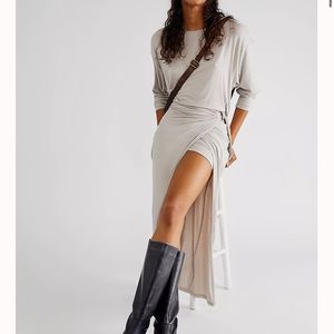 Free People Taupe Wrap Dress with leg slit